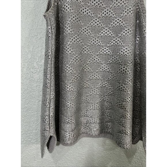 Moth Tank Top Womens M Silver Anthropologie Sana Open Sweater Knit Metallic Foil - Picture 3 of 7